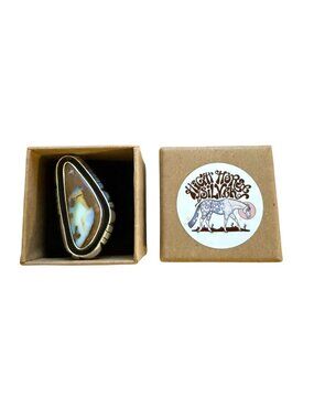 High Horse Silver Solid Australian Boulder Opal Shadowbox Ring